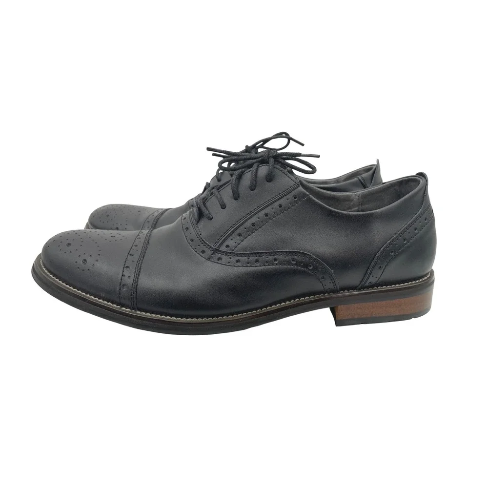 Steve Madden Eddee2 Oxford Mens 13 Black Leather Wingtip Brogue Dress Shoe